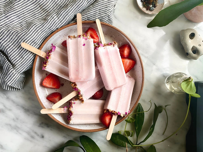 Vegan Strawberry Cream Popsicles