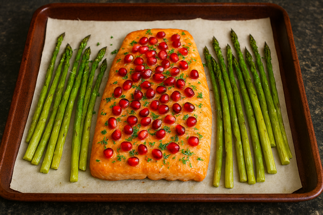 One-Pan Orange & Pomegranate Salmon w...