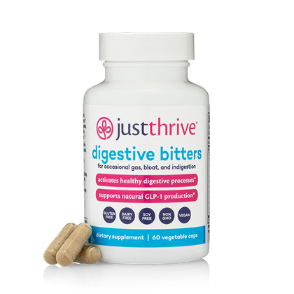 A bottle of Just Thrive Digestive Bitters