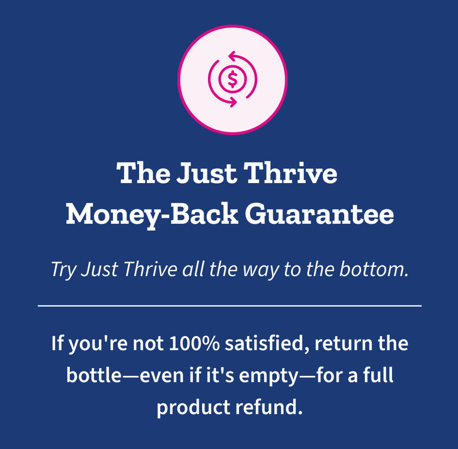 The Just Thrive money-back guarantee